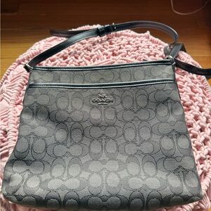 Coach Gray Signature Jacquard Crossbody Bag